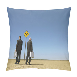 Personality  Businessmen Standing By Sign Pillow Covers