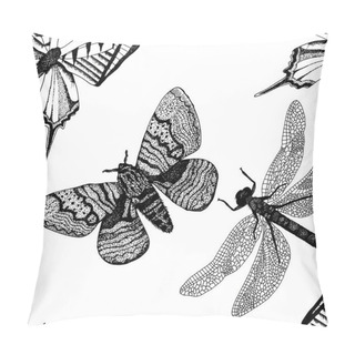 Personality  Vector Background With Hand Drawn Insect Illustrations Pillow Covers