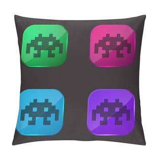 Personality  Alien Space Character Of Pixels For A Game Four Color Glass Button Icon Pillow Covers