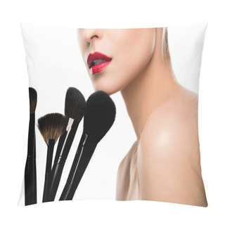 Personality  Woman Holding Makeup Brushes  Pillow Covers