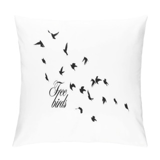 Personality  A Flock Of Flying Birds Silhouette. Vector Illustration Pillow Covers