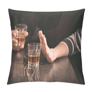 Personality  Woman Refusing To Drink Alcohol Pillow Covers