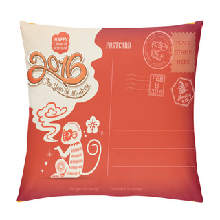 Personality  Happy Chinese New Year 2016 Year Of The Monkey Holiday Postcard Pillow Covers