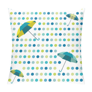 Personality  Colorful Flat Repeat Wall Paper Polka Dot Design. Dancing Umbrellas. Pillow Covers