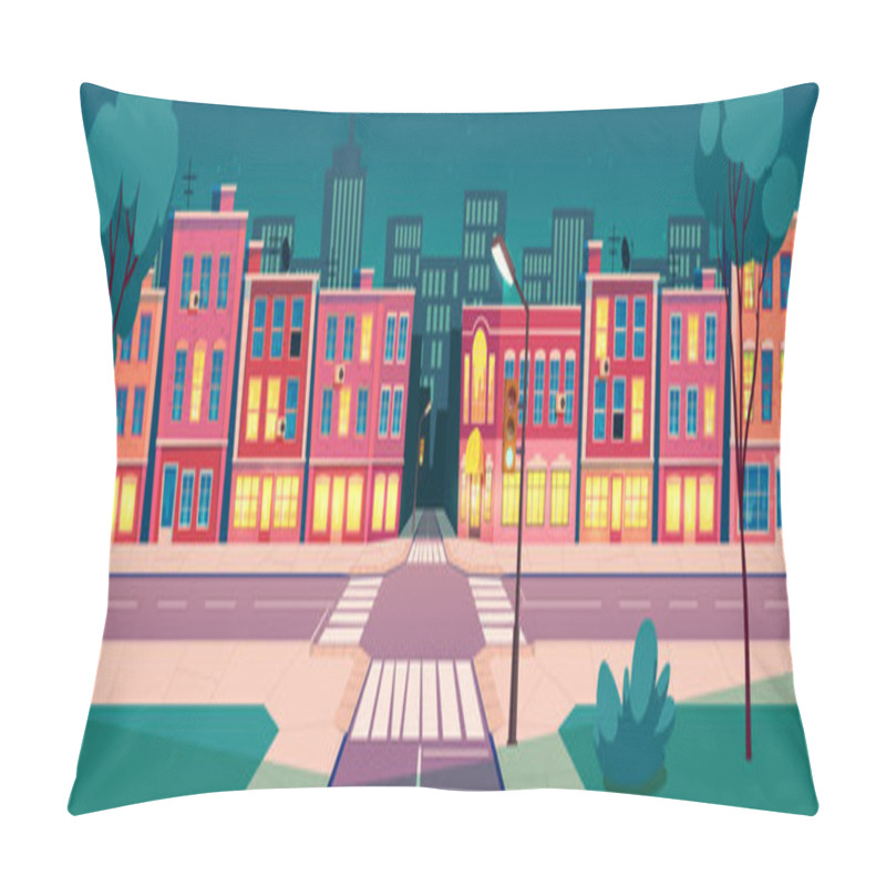 Personality  Vector cartoon summer night city landscape pillow covers