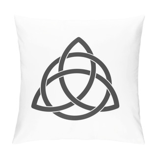 Personality  Celtic Trinity Knot. Triquetra Symbol Interlaced With Circle. Ancient Ornament Symbolizing Eternity. Infinite Loop Sign Interlocking With Circle.Interconnected Loops Make Trefoil.Vector Illustration. Pillow Covers
