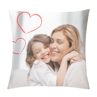 Personality  Smiling Mother And Daughter Hugging Pillow Covers