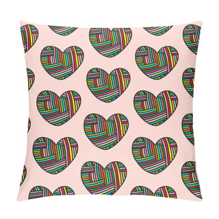 Personality  Knit Wool Heart Hand Drawn Seamless Pattern In Cartoon Style Pillow Covers
