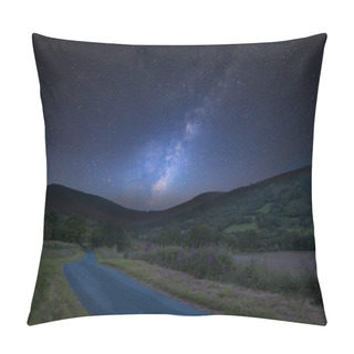 Personality  Stunning Vibrant Milky Way Composite Image Over Landscape Of Mountains In Distance  Pillow Covers