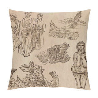 Personality  Old And Native Art, Artworks - An Hand Drawn Vector Pack, Freehands Pillow Covers