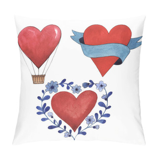 Personality  Happy Valentines Day Love Celebration In A Watercolor Style Isolated. Pillow Covers