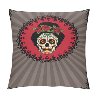 Personality  Frame With Mexican Skull Girl Pillow Covers