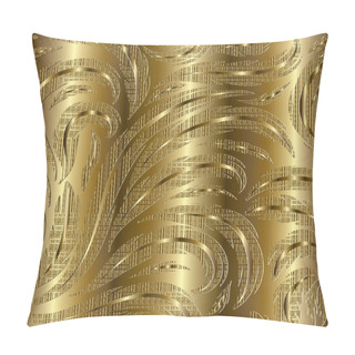 Personality  Floral Gold 3d Seamless Pattern. Golden Striped 3d Background Pillow Covers
