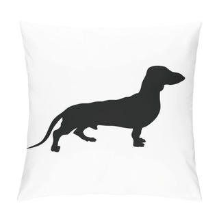 Personality  Dachshund Dog Silhouette. Smooth Vector Illustration. Pillow Covers