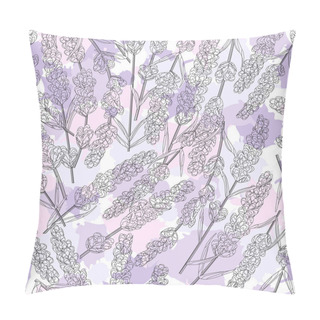 Personality  Seamless Pattern Of Purple Lavender Flowers, Watercolor Style Flowers. Elegant Flowers. Vector Backgroun Pillow Covers