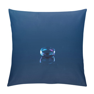 Personality  Close Up View Of Contact Lense On Blue Backdrop Pillow Covers
