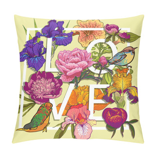 Personality  Colorful Flowers And Birds Pillow Covers