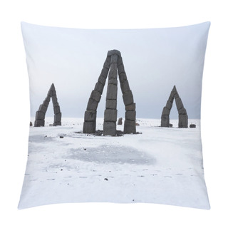 Personality  Iceland's Famous Landmark, Amazing Tourist Site, A Beautiful View Of The Arctic Henge At Raufarhfn, Northern Iceland Amazing Iceland Nature Seascape Popular Tourist Attraction Icelandic Stonehenge Pillow Covers