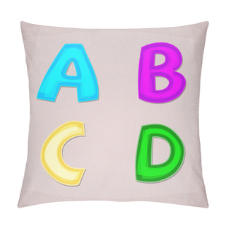 Personality  Vector Colorful Font. A, B, C, D Pillow Covers