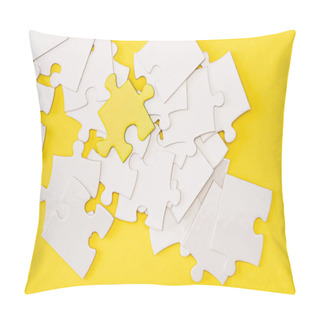 Personality  Top View Of Unique Piece Of Puzzle Among Another On Yellow Pillow Covers