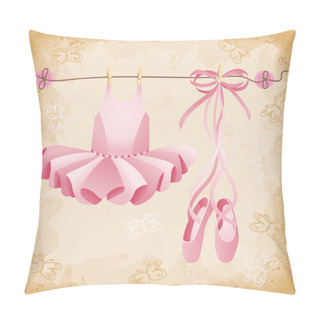 Personality  Pink Ballet Slippers And Tutu Background Pillow Covers