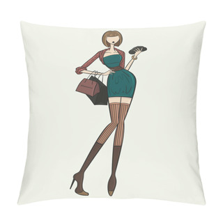 Personality  Glamour Lady In Dress Pillow Covers