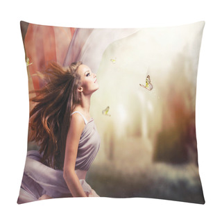 Personality  Beautiful Girl In  Spring Garden Pillow Covers