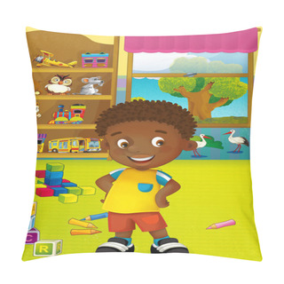 Personality  Funny Child And Wardrobe Full Of Toys Pillow Covers