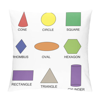 Personality Set Geometric Shapes. Suitable For Educational Posters For Schools, Books, Home, Educational Centers Or Other. Pillow Covers