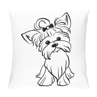 Personality  Vector Sketch Funny Yorkshire Terrier Dog Sitting Pillow Covers