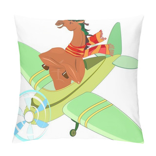 Personality  Horse-aviator In An Airplane Pillow Covers