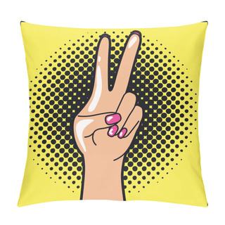 Personality  Hand Expressing Peace And Love Pop Art Style Pillow Covers