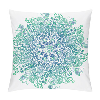 Personality  Vector Mandala. White Background. Blue Ornament. Pillow Covers