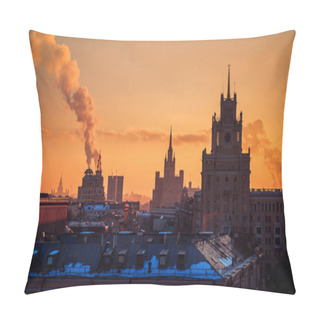 Personality  Moscow, Russia Sunset Orange Sky Calm Winter Landscape Towers Old Architecture Travel Location Smoke Stack European Pillow Covers