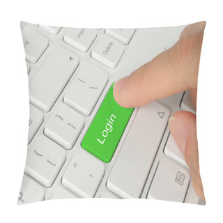 Personality  Hand Pushing Green Login Button Pillow Covers