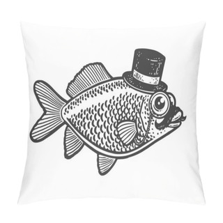Personality  Gentleman Fish Sketch Vector Illustration Pillow Covers