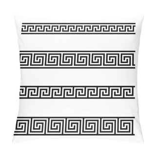 Personality  Seamless Meander Patterns On White Background. Meandros, A Decorative Border, Made Of Continuous Lines, Shaped Into A Repeated Motif. Also Greek Fret Or Greek Key. Black And White Illustration. Vector Pillow Covers