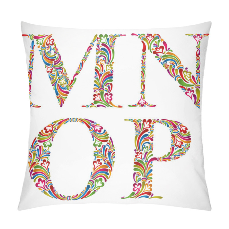 Personality  Ornate alphabet letters M N O P. pillow covers