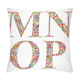 Personality  Ornate Alphabet Letters M N O P. Pillow Covers
