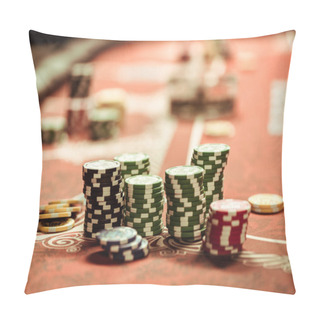 Personality  Poker Chips On Table Pillow Covers