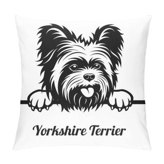 Personality  Yorkshire Terrier - Peeking Dogs - - Breed Face Head Isolated On White Pillow Covers