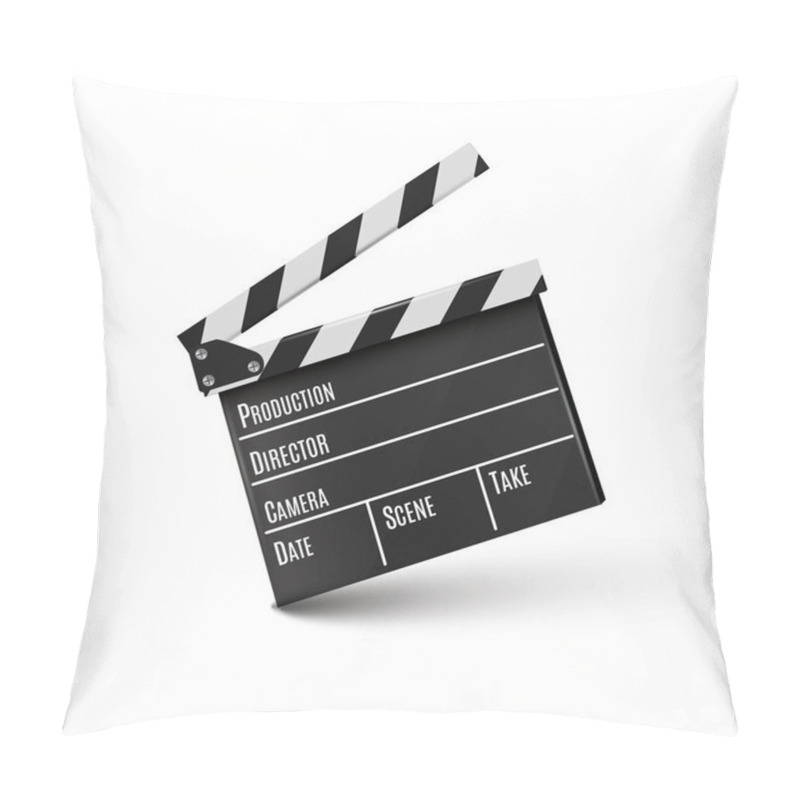 Personality  Realistic clapper.cinema.Board on a white background.film.time. pillow covers
