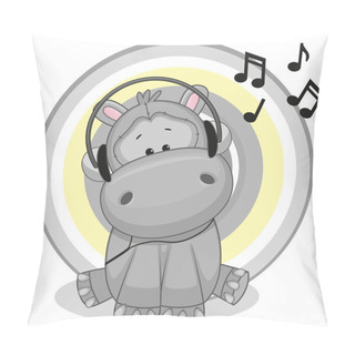 Personality Happy  Hippo With Headphones Pillow Covers
