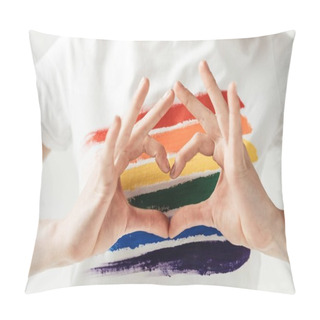 Personality  Woman Showing Heart With Hands Pillow Covers