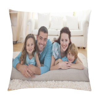 Personality  Family On Floor In Living-room Pillow Covers