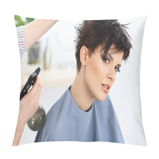 Personality  Hairdresser Doing Hairstyle Pillow Covers