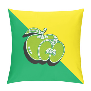 Personality  Apple Green And Yellow Modern 3d Vector Icon Logo Pillow Covers