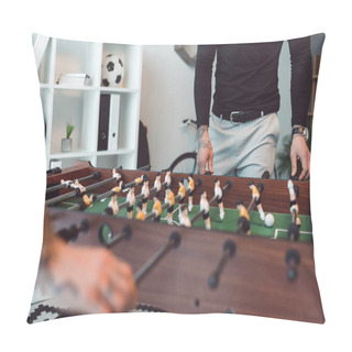 Personality  Cropped Shot Of People Playing Table Football In Office Pillow Covers