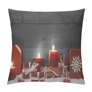 Personality  Christmas Decoration, Red Candles, Presents And Snow, Snowflake Pillow Covers