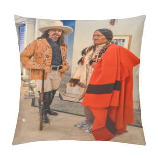 Personality  Cowboy And Native Red Indian Wax Figures In Madame Tussaud's Museum In New York Pillow Covers